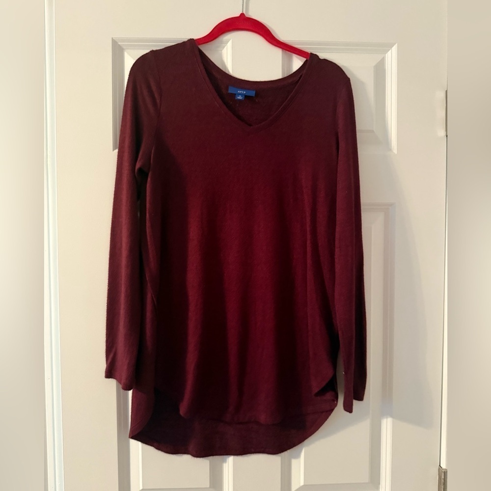 Apt. 9 | Burgundy V-Neck Tunic Sweater | Size M
